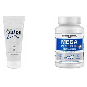 Pachet Pastile Marirea Penisului Mega Penis Plus Si Lubrifiant Just Glide Anal 200ml pe Vibreaza.ro