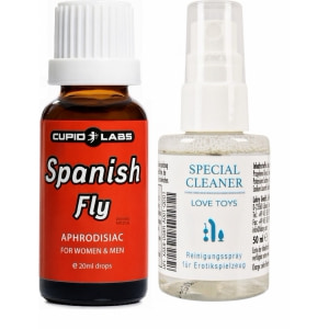 Pachet Picături Afrodisiace Spanish Fly 20ml + Special Cleaner Love Toys 50ml pe Vibreaza.ro