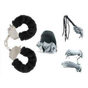 Pachet Set Limited Edition Lovers Fantasy Negru + Cătușe Furry Fun Cuffs Negru pe Vibreaza.ro