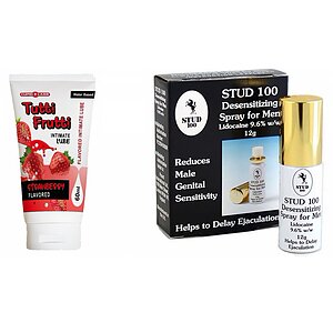 Pachet Spray Stud 100 Original + Lubrifiant Sex Oral Capsuni 100ml pe Vibreaza.ro