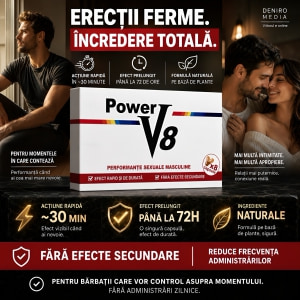 Pastile Power V8 pentru Erecție și Potență 8buc