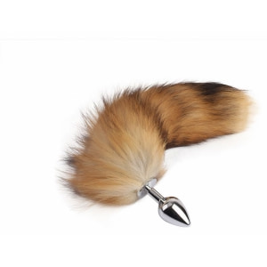 Plug Anal Aluminiu cu Coadă Blăniță 43 cm Fluffy Fox Argintiu pe Vibreaza.ro