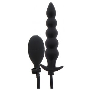 Plug Anal Gonflabil Striat Negru | 18.5–23 cm pe Vibreaza.ro