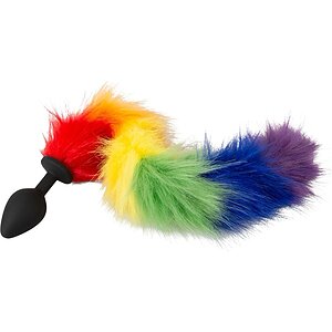 Plug Anal You2Toys cu Coadă Pufoasă Rainbow 42 cm Negru pe Vibreaza.ro