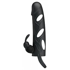 Prelungitor Pretty Love Penis Sleeve With Ball Strap Negru pe Vibreaza.ro