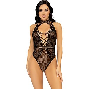 Body Leg Avenue Net And Lace Keyhole Negru pe Vibreaza.ro