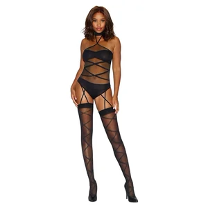 Bodystocking Dreamgirl Criss-Cross Negru Bodystocking Dreamgirl Criss-Cross Negru pe Vibreaza.ro