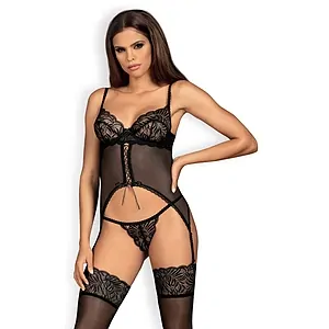 Corset Cu Șnur Obsessive Contica Negru pe Vibreaza.ro