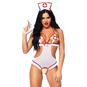 Costum Leg Avenue Naughty Nurse Body Alb pe Vibreaza.ro