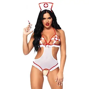 Costum Leg Avenue Naughty Nurse Body Alb pe Vibreaza.ro