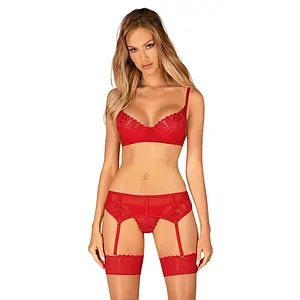 Set Obsessive Ingridia 3 Piese Roșu Set Obsessive Ingridia 3 Piese Roșu pe Vibreaza.ro