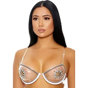 Sutien Forplay Clear The Air Rhinestone Alb pe Vibreaza.ro