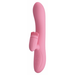 Rabbit Chris Rotativ Reîncărcabil cu Limbă și Braț Pentru Clitoris Roz pe Vibreaza.ro