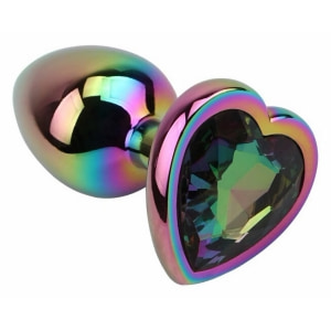 Rainbow Heart Plug Anal Din Aluminiu cu Bijuterie, Potrivită Multicolor pe Vibreaza.ro
