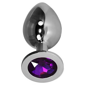 Rosebud Plug Metalic L cu Bijuterie Mov — Elegant, Lucios Argintiu pe Vibreaza.ro