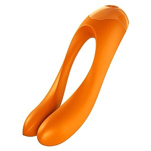 Satisfyer Candy Cane Finger Vibrator Portocaliu pe Vibreaza.ro