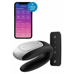 Vibrator Satisfyer Double Fun pentru Cuplu Negru Vibrator Satisfyer Double Fun pentru Cuplu Negru pe Vibreaza.ro