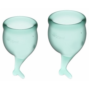 Set Satisfyer - Feel Secure Menstrual Cup Dark Green pe Vibreaza.ro