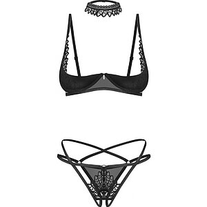 Set 3 Piese Obsessive Donarella Negru XS-S