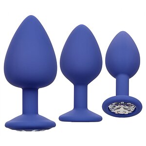 Set Anal Plug Cheeky Gems Albastru pe Vibreaza.ro