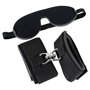 Set Blindfold Handcuffs Negru pe Vibreaza.ro