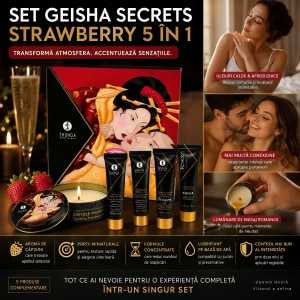 Set Cadou Shunga Geisha's Secrets Strawberry pentru Cupluri