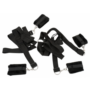 Set Cătușe Mâini Și Glezne Bed Shackles Negru pe Vibreaza.ro