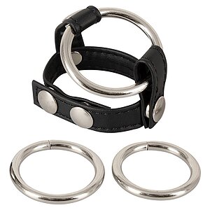 Set Inele Penis Leather Strap Negru pe Vibreaza.ro