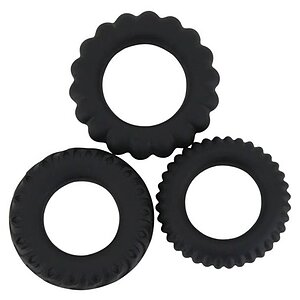 Set Inele Penis Titan 3 în 1 Silicone Negru pe Vibreaza.ro