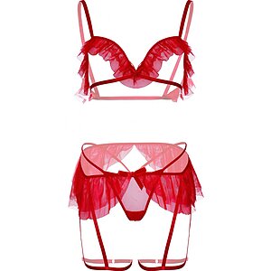 Set Leg Avenue Bralette Roșu pe Vibreaza.ro