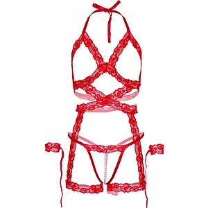 Set Leg Avenue Cami Cuffs Roșu pe Vibreaza.ro