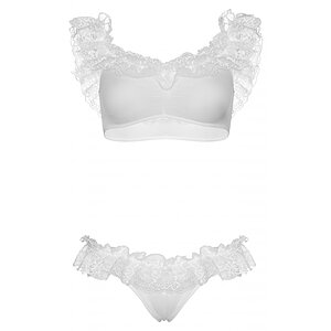 Set Leg Avenue Lace Ruffle Alb pe Vibreaza.ro