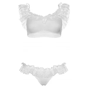 Set Leg Avenue Lace Ruffle Alb pe Vibreaza.ro