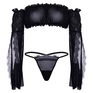 Set Leg Avenue Mesh Bandeau Negru pe Vibreaza.ro