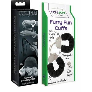 Set Limited Edition Lovers Fantasy Negru + Cătușe Furry Fun Cuffs Negru pe Vibreaza.ro