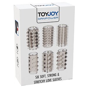 Set 6 Manșoane Power Penis Sleeve Negru pentru Cuplu