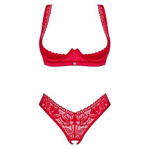 Set Obsessive Lacelove Cupless Rosu pe Vibreaza.ro