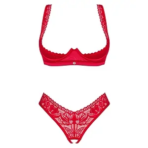 Set Obsessive Lacelove Cupless Rosu pe Vibreaza.ro