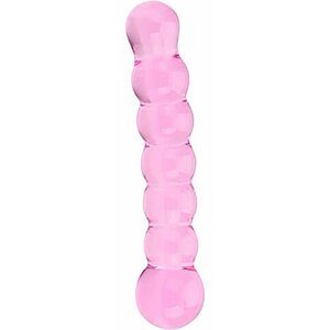 Spectrum Ribbed Glass Dildo Roz pe Vibreaza.ro