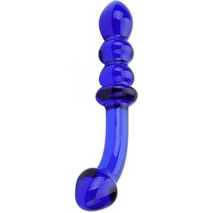Spectrum Ribbed Punctul G Glass Dildo Albastru pe Vibreaza.ro