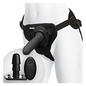 Strap-on Smooth Vibrating Pleasure Set Negru pe Vibreaza.ro