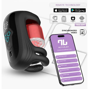 Torky - Compressing Rotating Masturbator with App Control Negru pe Vibreaza.ro