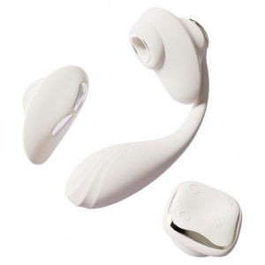 Vibrator DEYA Purtabil cu Telecomandă și Suctiune Alb pe Vibreaza.ro