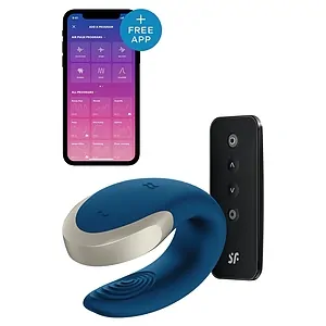 Vibrator Satisfyer Double Love Luxury Partner Albastru Vibrator Satisfyer Double Love Luxury Partner Albastru pe Vibreaza.ro