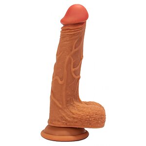 X-MEN 8.3 inch Double Layer Silicone Dildo Brown pe Vibreaza.ro