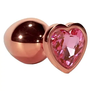 X-MEN Secret Shine Metal Anal Plug Rose Gold Heart M Auriu pe Vibreaza.ro