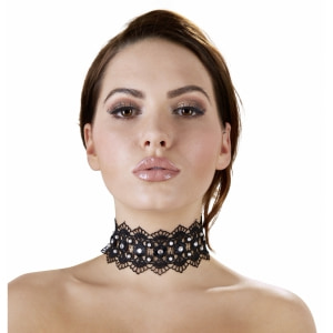 Zgardă Choker Rhinestones Negru pe Vibreaza.ro
