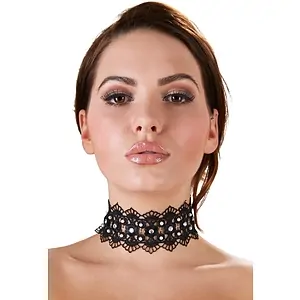 Zgarda Choker Rhinestones Negru pe Vibreaza.ro