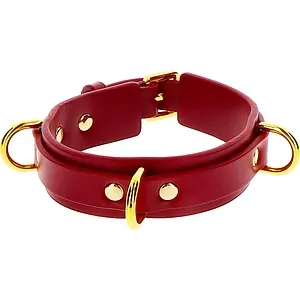 Zgarda D-Ring Collar Deluxe Rosu pe Vibreaza.ro