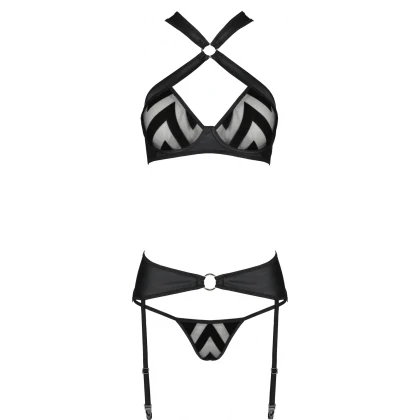 Set Din Piele Passion Hima Negru S-M